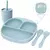 Imagem do 4 Pçs-Kit Alimentação,Prato com Divisórias, Copo com Canudo, Colher e Garfo de Silicone para Bebês