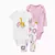 Imagem do 3 peças/Conjunto Bodysuit Manga Flor De Algodão Bebê Recém-Nascido, 6-24 M