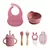 Kit 7 Pçs Prato Infantil De Silicone Copo Talher Babador Tigela Ventosas - BABY CLOSET