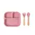 Conjunto de alimentação para bebês de silicone com alça de madeira, 4 pçs - comprar online