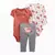 Imagem do 3 peças/Conjunto Bodysuit Manga Flor De Algodão Bebê Recém-Nascido, 6-24 M