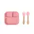 Conjunto de alimentação para bebês de silicone com alça de madeira, 4 pçs