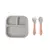 Conjunto de alimentação para bebês de silicone com alça de madeira, 4 pçs