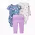 3 peças/Conjunto Bodysuit Manga Flor De Algodão Bebê Recém-Nascido, 6-24 M - BABY CLOSET