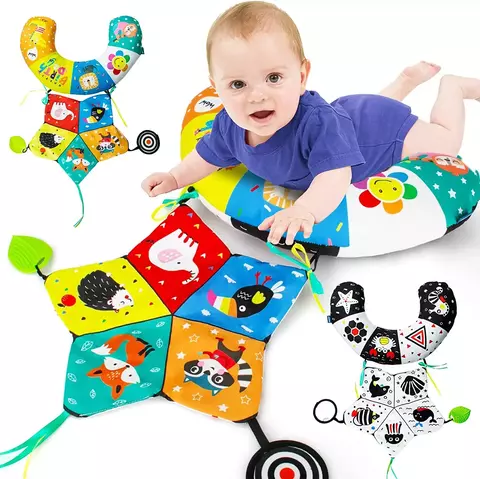 Brinquedo Montessori Sensorial Tummy Time Tapete 3D e Mordedores De Bebê, 0 a 6 -12 a 18m