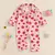 Pijama Romper Longo Baby Girl Bow/Morango, Botão, Lapela, 0-18 m - BABY CLOSET