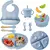 Kit Introdução Alimentar Bebê Silicone Prato Infantil Ventosa Talher, 9 Pçs