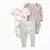 3 peças/Conjunto Bodysuit Manga Flor De Algodão Bebê Recém-Nascido, 6-24 M na internet