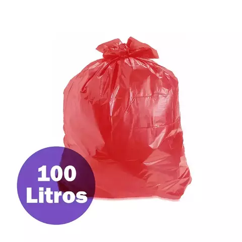 SACO DE LIXO VERMELHO 100L C/100