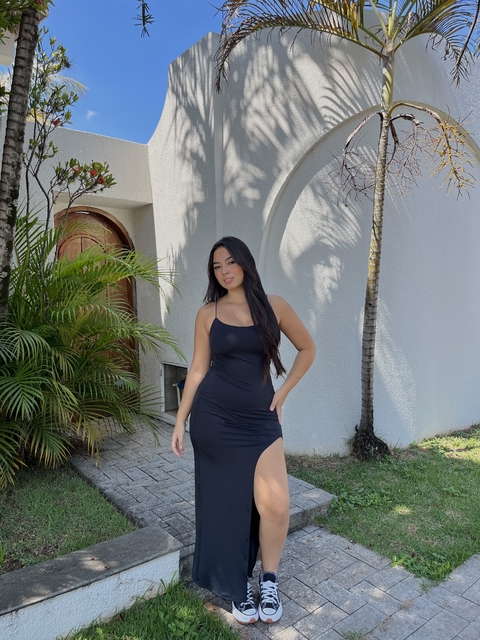 Vestido longo com alça fina Grécia - comprar online