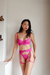Conjunto de lingerie kisses em renda sem bojo com aro de sustentação Pink - loja online