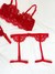 Conjunto de lingerie kisses red em renda sem bojo com aro de sustentação