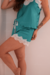 Pijama Toque Seda Com Renda JUST A GIRL - Verde Tiffany - loja online