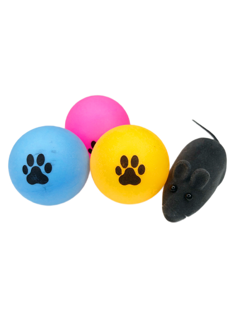 Pack de tres pelotas con una ratita de chifle