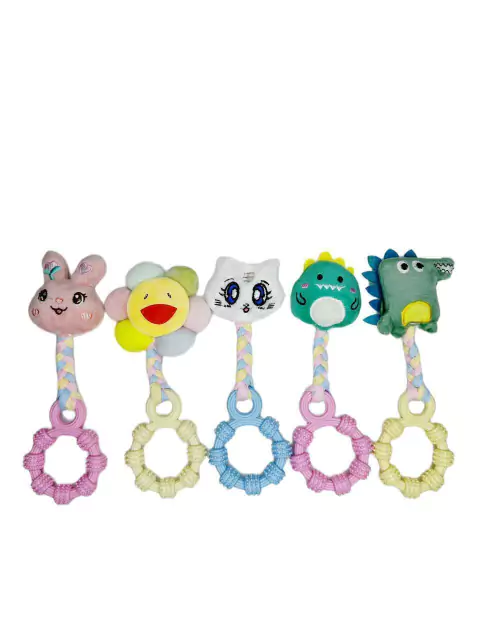 Mordillo aro con pinches y peluche caritas