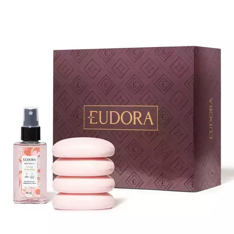Kit Eudora Instance Frutas Vermelhas - Body Splash 75ml + 4 unid. Sabonete Barra