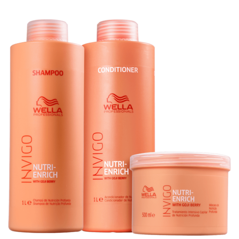 Kit Wella Invigo Nutri Enrich - Shampoo Condicionador e Máscara - GRANDE