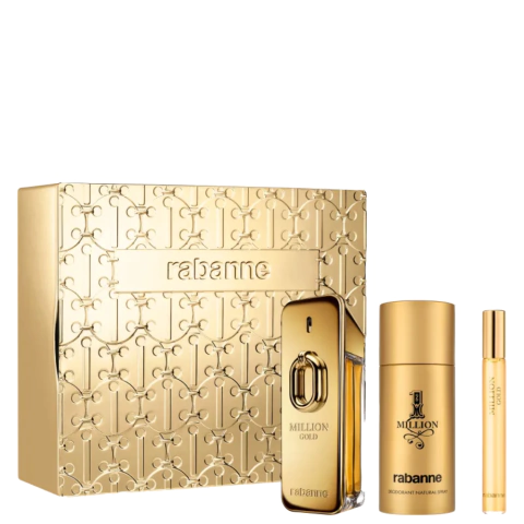 Kit Paco Rabanne 1 Million Gold Parfum Intense - Perfume 100ml + Perfume 10ml + Deodorante 150ml