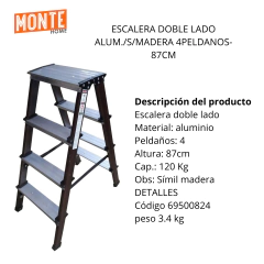 ESCALERA DOBLE LADO ALUM./S/MADERA 4PELDANOS-87CM en internet