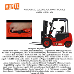 AUTOE.ELEC. 2,000KG.ALT.3.00MT-DOLBLE MASTIL-DESPLAZA en internet
