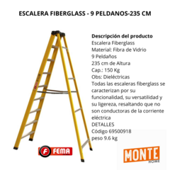 ESCALERA FIBERGLASS - 9 PELDANOS-235 CM en internet