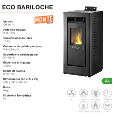 Estufa a Pellets Eco Bariloche Ecotronk 80m2 9.000 kcal - comprar online