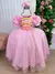 Vestido Fantasia Infantil Princesas A Bela Adormecida Aurora Cor Rosa