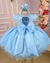 Vestido Infantil Azul Aplique Borboletas e Flores Renda Luxo na internet