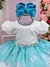Vestido Branco Saia Azul Tiffany Floral - comprar online