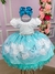 Vestido Branco Saia Azul Tiffany Floral