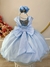 Vestido Infantil Azul Bebê C/ Renda Luxo e Cinto de Pérolas na internet
