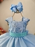 Vestido Infantil Azul Bebê C/ Renda Luxo e Cinto de Pérolas - comprar online