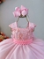 Vestido Infantil Rosa Bebê C/ Renda Luxo e Cinto de Pérolas - comprar online