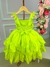 Vestido Infantil Primavera Verão Verde Neon Saia C/ Babado na internet