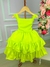 Vestido Infantil Primavera Verão Verde Neon Saia C/ Babado