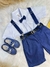 Conjunto Social Camisa Gravata Short e Susp. Azul Marinho - comprar online