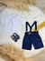 Conjunto Social Camisa Gravata Short e Susp. Azul Marinho - Sol Kids