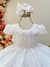 Vestido Infantil Branco Laise C/ Babados e Cinto de Pérolas - comprar online