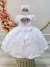 Vestido Infantil Branco C/ Busto Tule e Aplique de Flores na internet