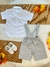 Conjunto Social Camisa Gravata Short e Suspensório Cinza - Sol Kids