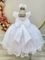 Vestido Infantil Branco Saia Off C/ Renda e Aplique Flores na internet