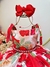 Vestido Infantil Vermelho Florido Luxo C/ Cinto de Pérolas na internet