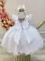 Vestido Infantil Branco Luxo C/ Cinto de Strass na internet