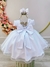 Vestido Infantil Branco Tule Pipoquinha C/ Cinto de Pérolas na internet