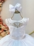 Vestido Infantil Branco C/ Renda Metalizada e Tule Glitter - comprar online