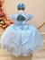 Vestido Infantil Azul Claro Busto Nervura Pérolas Daminhas na internet