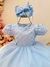 Vestido Infantil Azul Claro Busto Nervura Pérolas Daminhas - comprar online