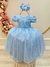 Vestido Infantil Azul Bebê Tule C/ Renda Casamento Luxo