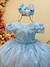 Vestido Infantil Azul Bebê Tule C/ Renda Casamento Luxo - comprar online
