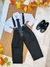 Conjunto Social Camisa Branca Calça Susp. e Gravata Preta - comprar online